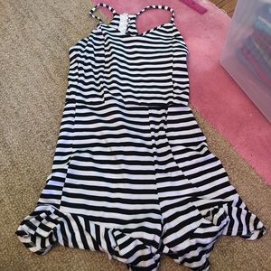 Black and white striped romper